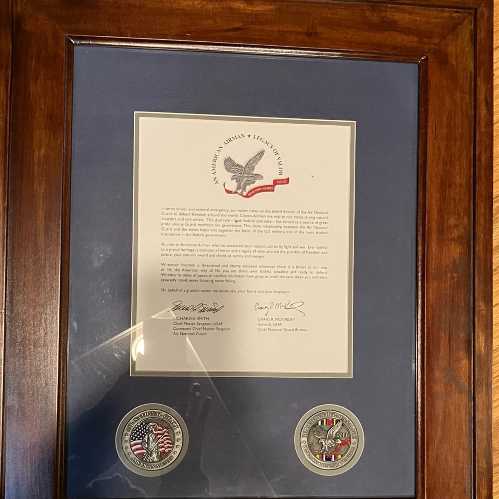 Framed Commemorative Coin and Certificate Display